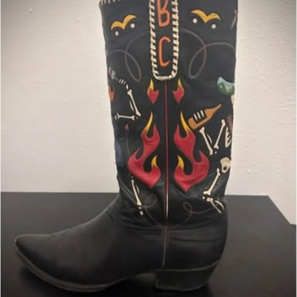 Vintage Rocketbusters Cowboy Boots with Colorful Skeleton Design - Picture 5 of 11